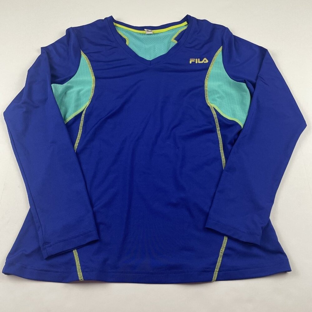 Fila Sport Athletic Top Women’s L Long Sleeves V-Neck Performance Running